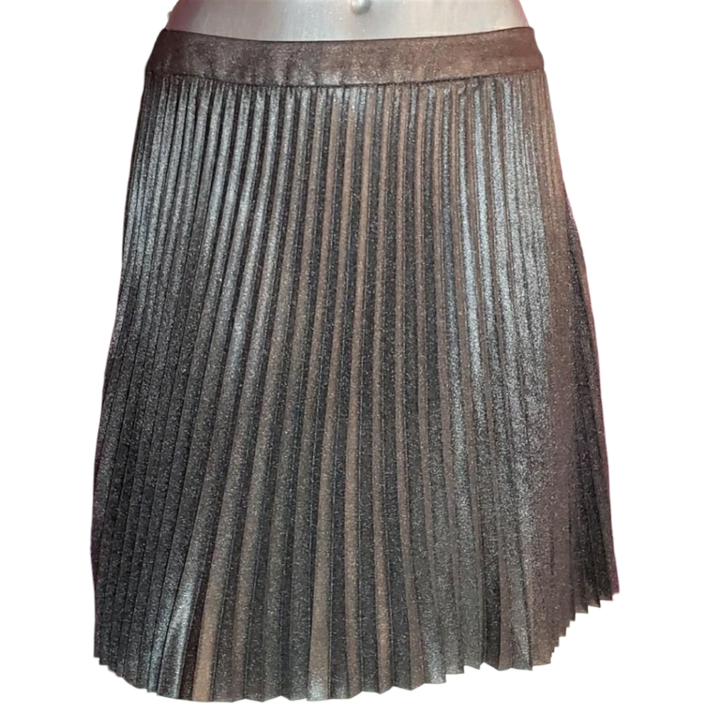 Forever 21 sheer silver glitter metallic pleated skirt size M